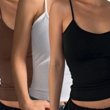 Women's Solid Color Casual Slim-Fit Backless Camisole Top 3PC Set