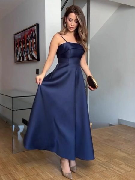 Solid Color Sexy Sleeveless Backless Tube Top Waist Long Dress