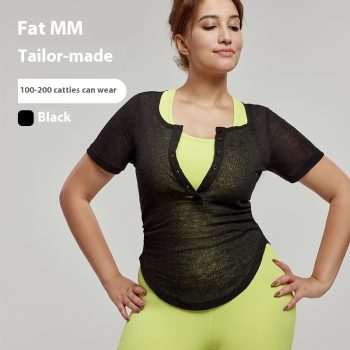 Plus Size Yoga Wear Blouse Short Sleeve Waist-controlled