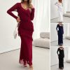 Women's Elegant Slim Fit Mesh V-neck Dress