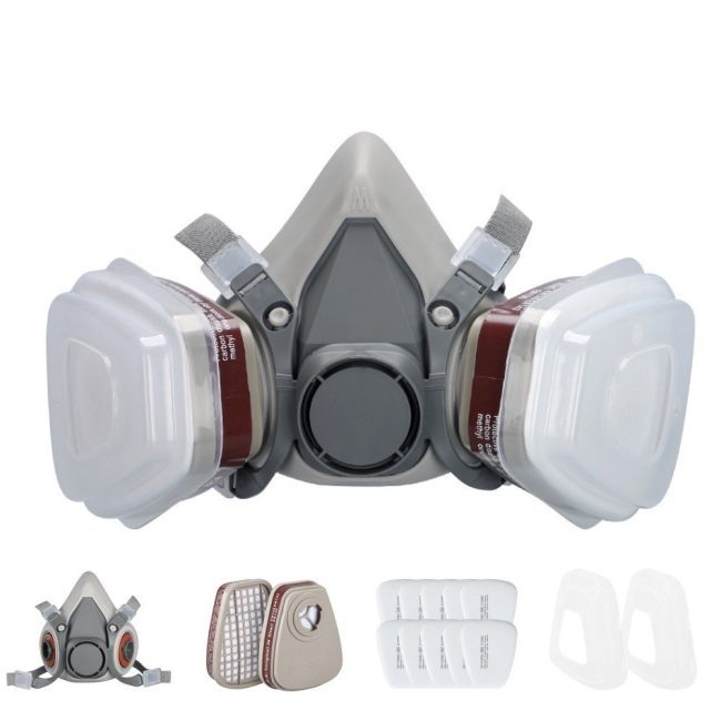 15 In1 Half Face Gas Mask Facepiece Spray Painting Respirator Reusable Safety Suit For 6200 With Filter Chemical And Other Work Protection
