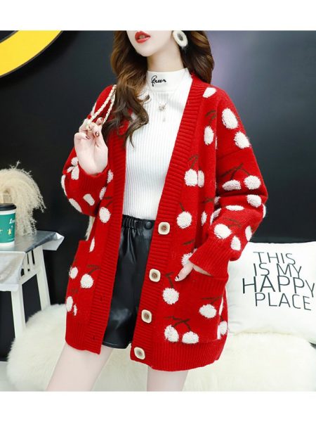 Women's sweet loose sweater coat