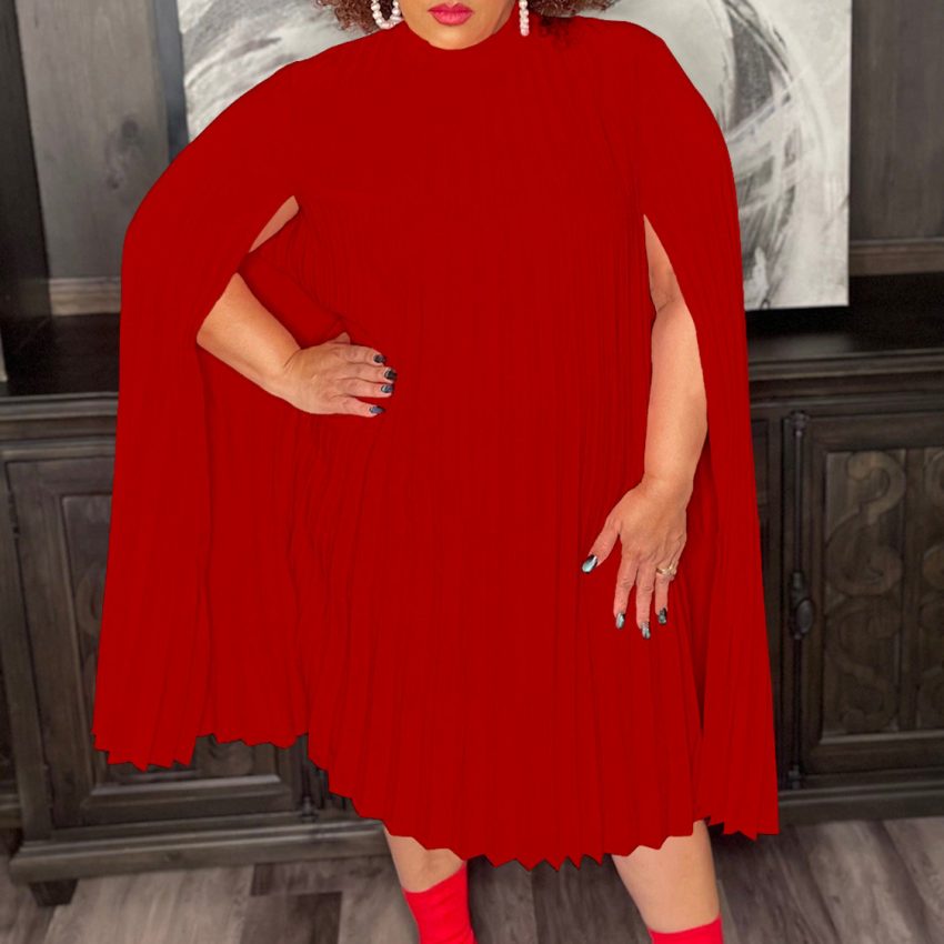 Cape Loose Pleated Plus Size African Dress