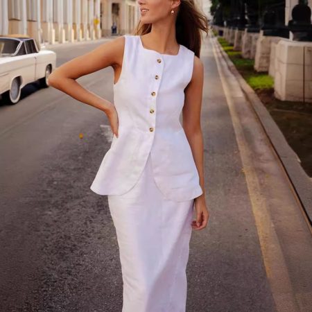 French Laziness Casual Cotton Square Collar Sleeveless
