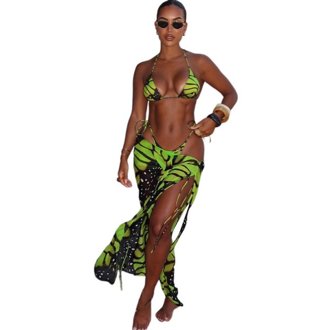Elegant Long Skirt Bikini Three-Piece Suits for Women