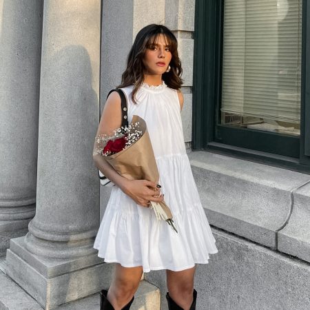 Round Neck Sexy Bow Tie Elegant Loose Temperament Dress