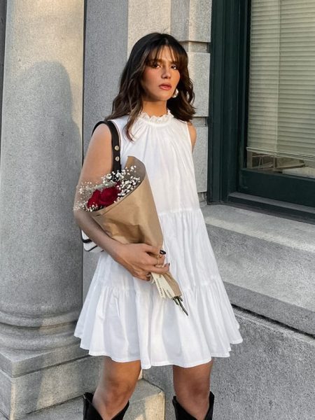 Round Neck Sexy Bow Tie Elegant Loose Temperament Dress