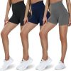Leggings - 3 Points High Waist, 3 Pairs Of Black, Zhangqing, Dark Gray