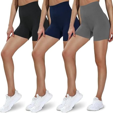 Leggings - 3 Points High Waist, 3 Pairs Of Black, Zhangqing, Dark Gray