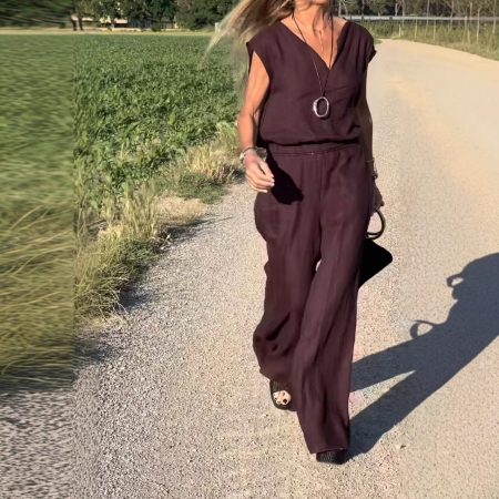 Cotton Linen Sleeveless Casual Vest Trousers Two-piece Set