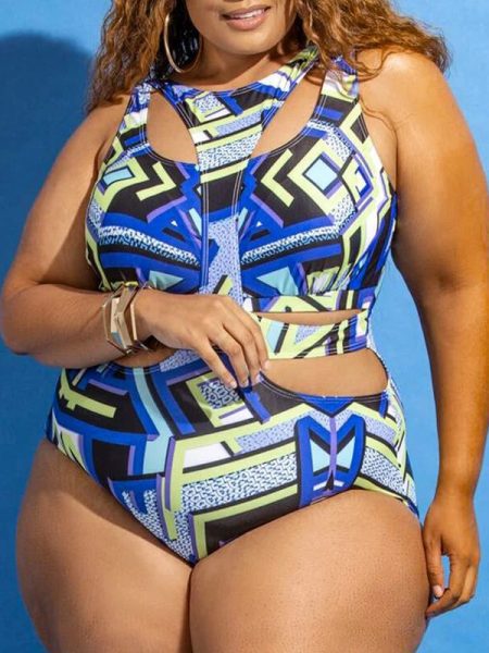 Ethnic Print Plus Size Swimsuit Bikini