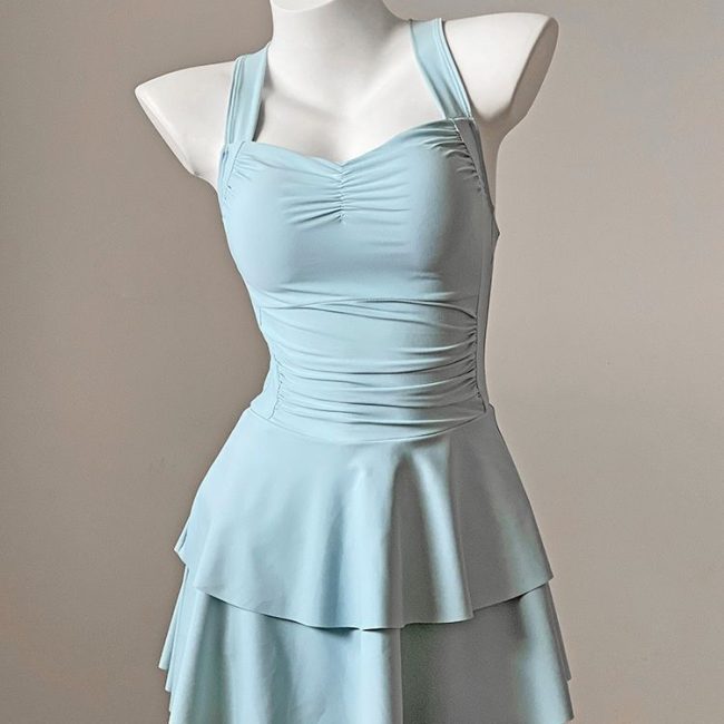 Dress Style Backless Bow Women's Swimsuit With Chest Pad