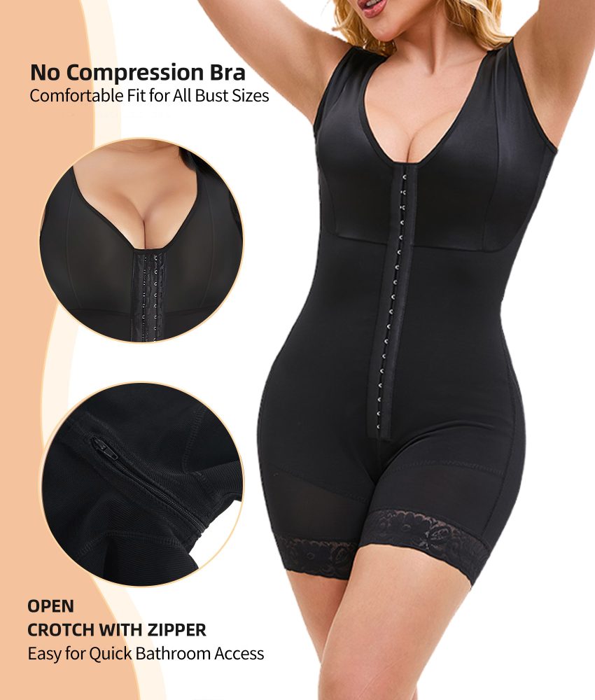 Shapewear Jumpsuit For Women Tummy Control Post Surgery Full Body Shaper Butt Lifter With Zipper Crotch