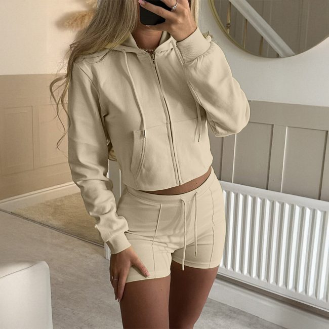 Women's Sports Fleece And Shorts Two-piece Set