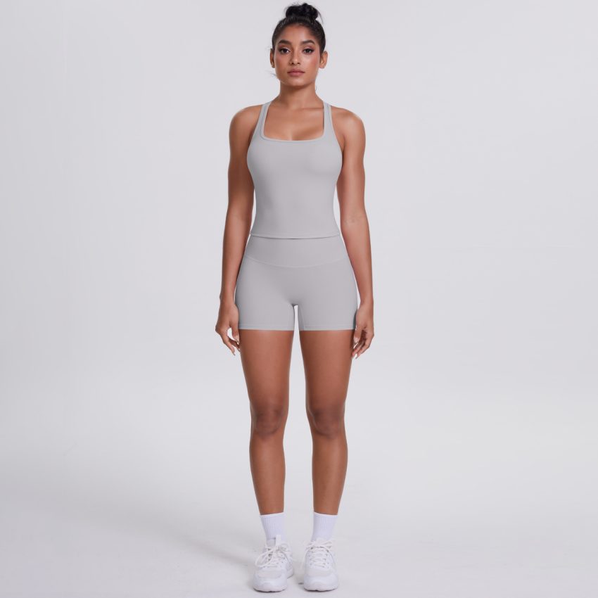 Brushed Outdoor Leisure Running Yoga Clothes Beauty Back Hip Raise Skinny Shorts Suit