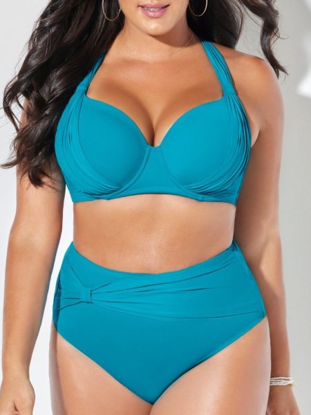 Ladies Split Two-part Swimsuit Solid Color