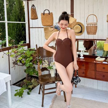 Simple Retro Beach Seaside Vacation One-piece Swimsuit