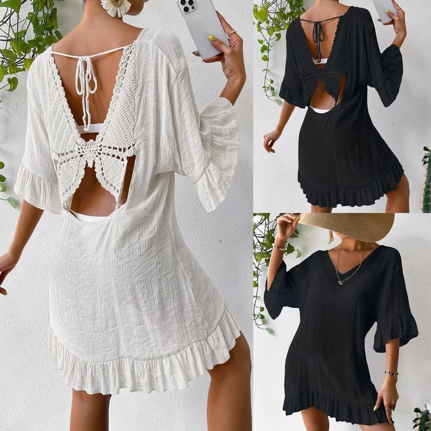 Beach Cover-up Skirt Sun-proof Skirt Back Butterfly