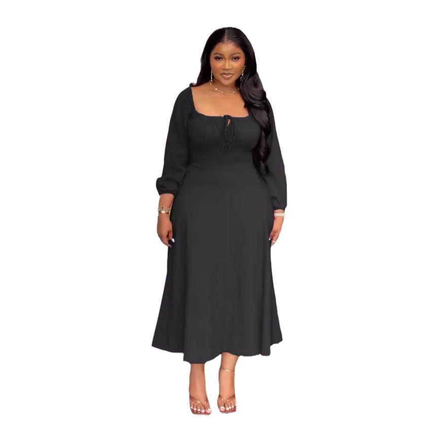 Waist-tight A- Line Hem Dress Women