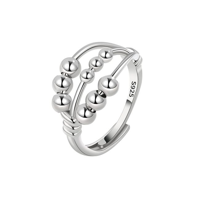 Open Adjustable Three-layer Beaded Decompression Anxiety Ring