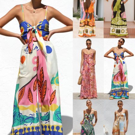 Stylish Floral Print Wrap Front Jumpsuit For Women - Casual Summer Romper With Adjustable Ties