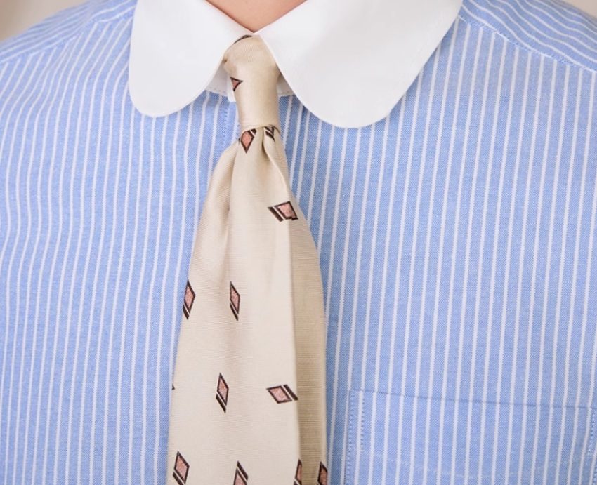Collar Cotton Striped Long Sleeved Shirt