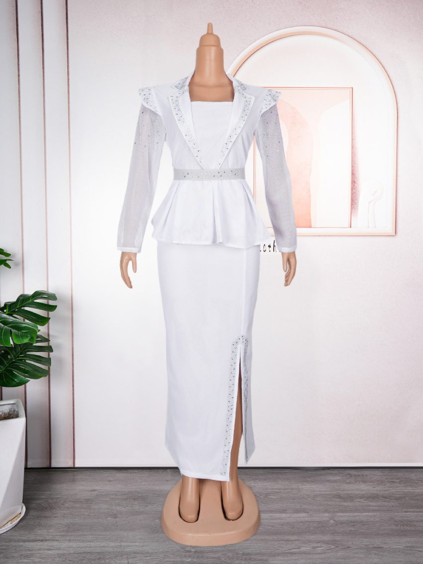 Women's Temperament Commute Business Two-piece Set Hip Skirt Dress