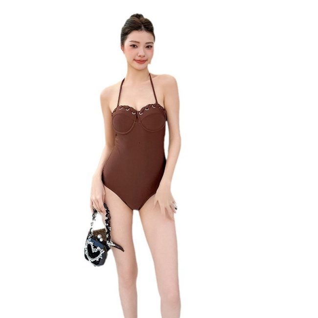 Simple Retro Beach Seaside Vacation One-piece Swimsuit