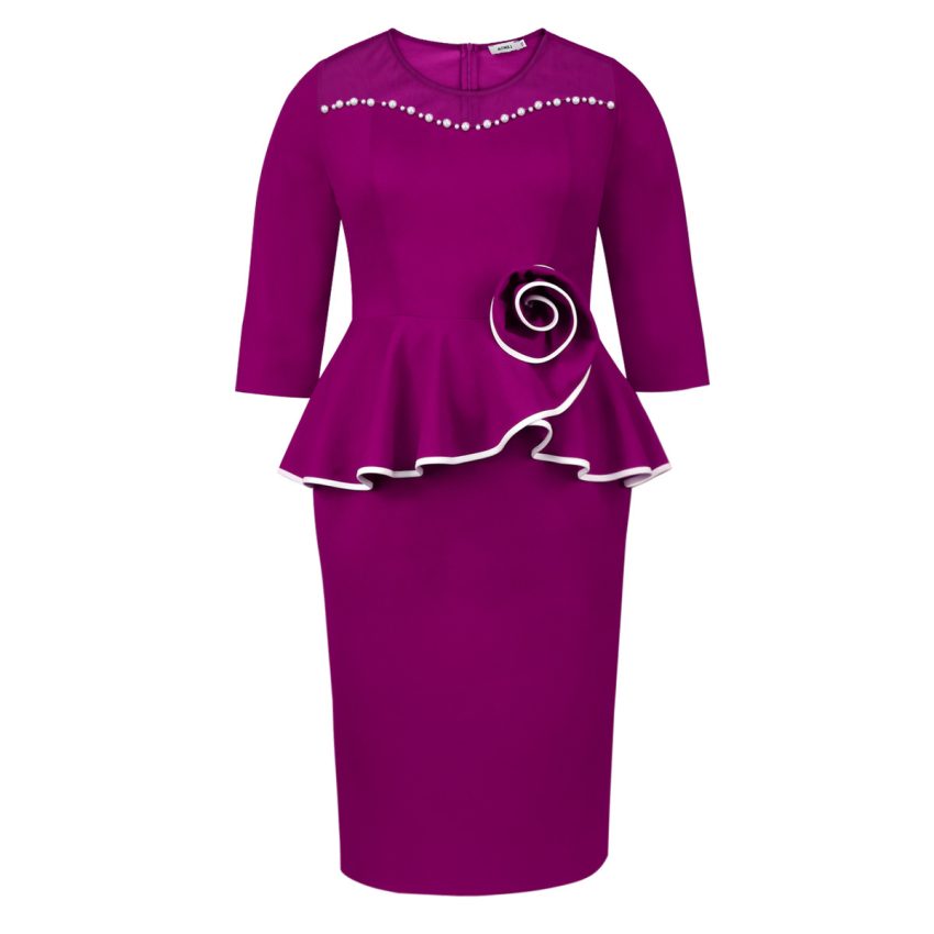 High-grade Plus Size Dress Ruffled Slimming Sheath Skirt