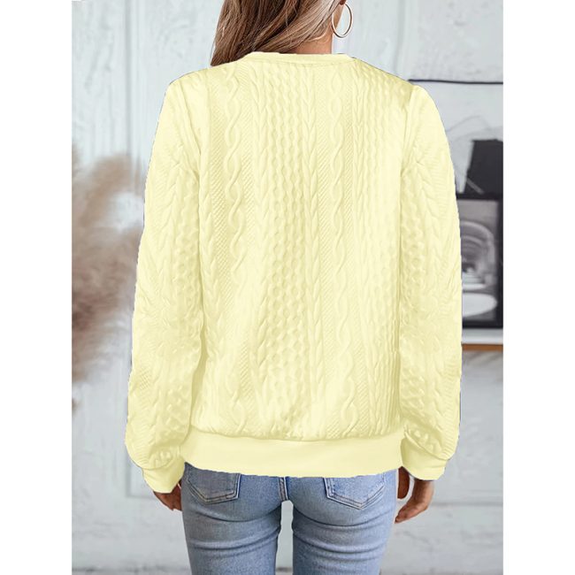 Women's Textured Half Zip Pullover Tops Casual Long Sleeve Crewneck Sweatshirts