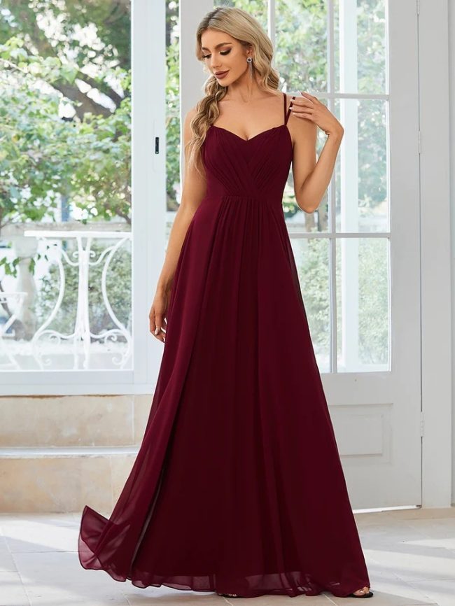 Sling Banquet Temperament Long Pleating Dress
