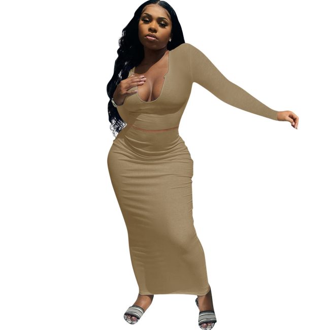 Women's European And American Solid Color V-neck Suit