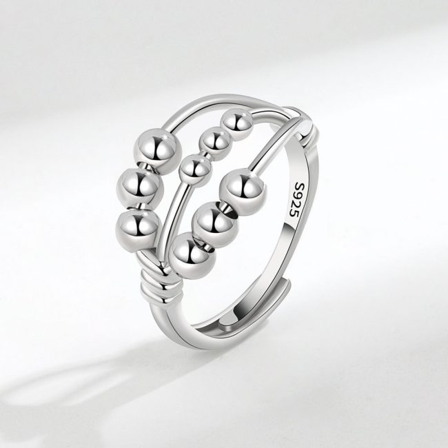 Open Adjustable Three-layer Beaded Decompression Anxiety Ring