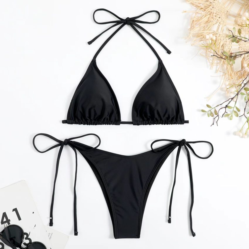 Sexy Hot Girl Halter Bikini Split Swimsuit