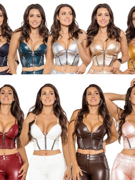 Shascullfites Melody Leather Top With Zipper Top Corset Leather Women's Evening Top Women's Corset Tanks & Camis