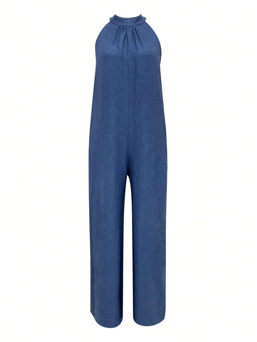 Sleeveless Halter Ruffled Young Women's Jumpsuit