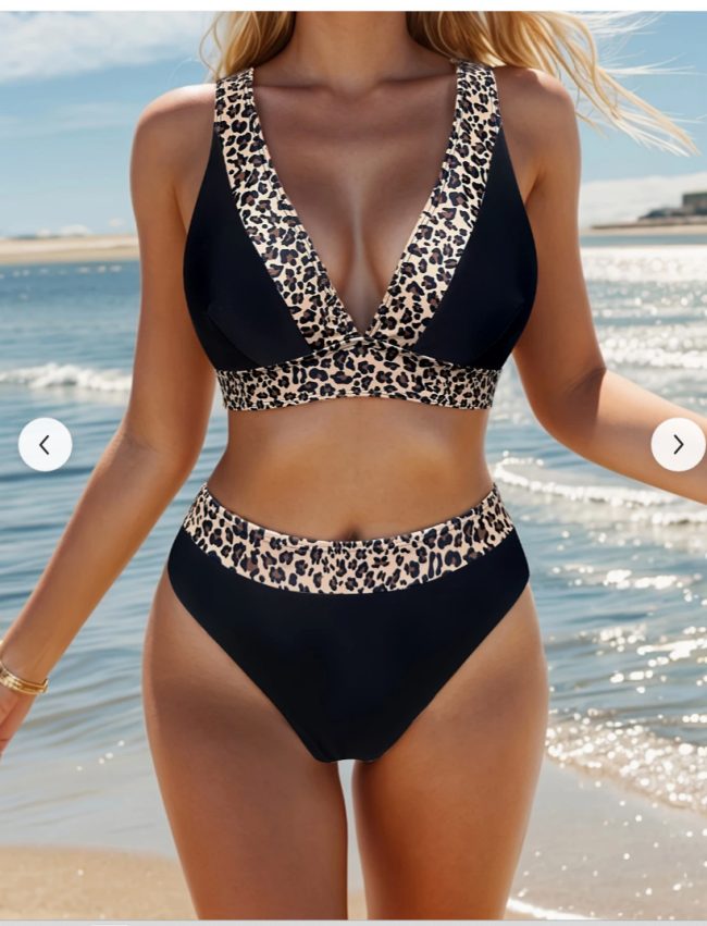 Leopard Print Bikini Women's Push-up Swimsuit