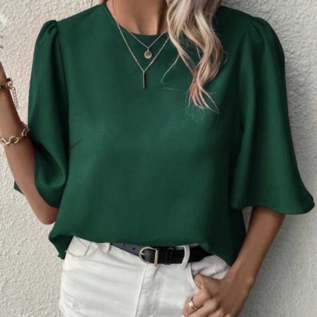 Women's Solid Color Round Neck Loose And Comfortable Shirt Top