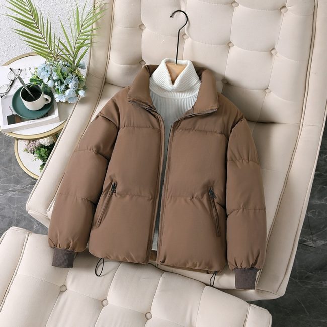 Women’s Thickened Cotton Coat – Korean-Style Loose Lapel