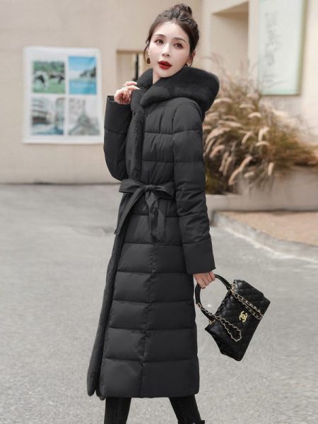 Mid-length Overknee Thickened Big Fur Collar Down Jacket