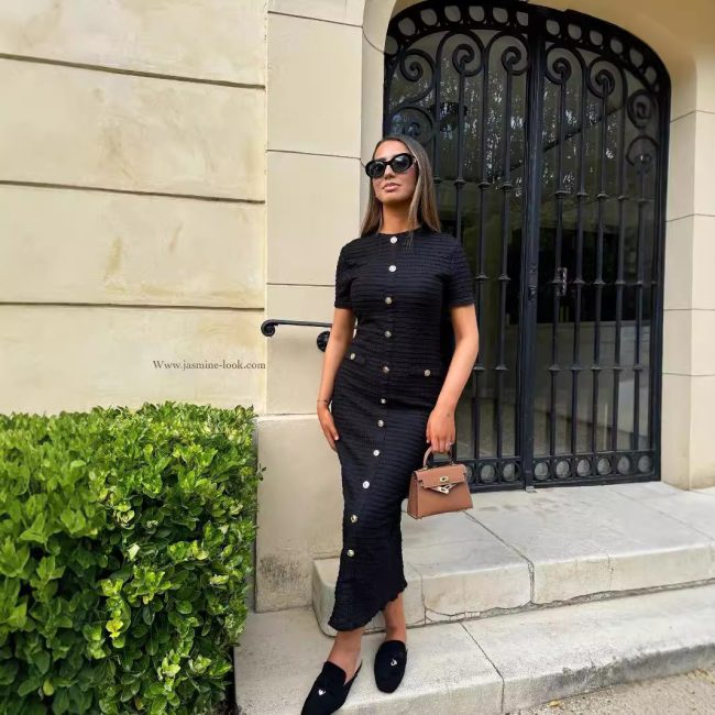 French Retro Slim Fit Slimming Knitted Long-sleeved Dress