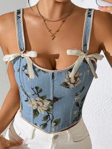 European American And French Style Floral Vintage Vest