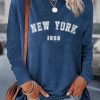 Women's Printed Long Sleeve Hoodless Sweatshirt