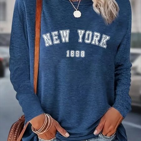Women's Printed Long Sleeve Hoodless Sweatshirt