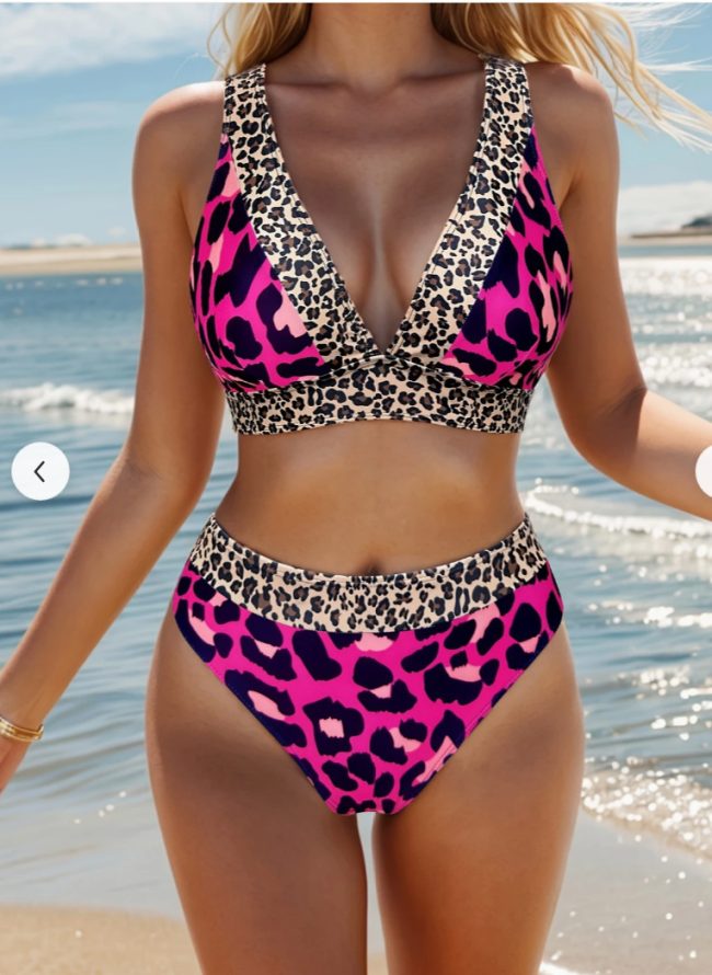 Leopard Print Bikini Women's Push-up Swimsuit