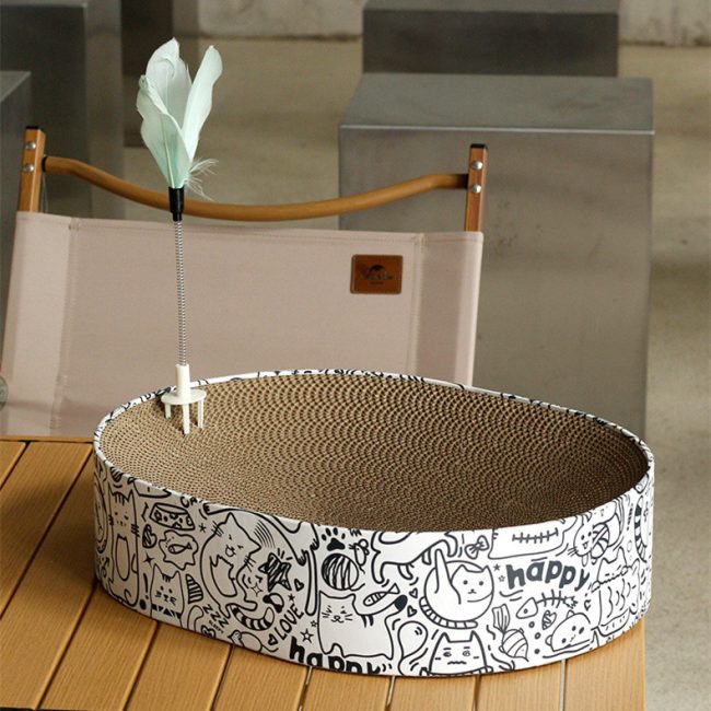 Oval Cat Scratch Board Nest Corrugated Paper Cat Scratch Toy