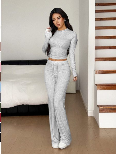 Sports Style Long Sleeve Trousers Suit Women's Clothing