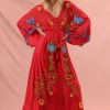 Loose Vacation Bohemian Flowers Embroidery Tassel Dress