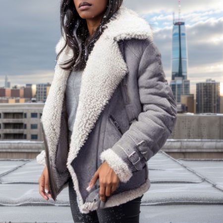 Motorcycle Suede Lamb Wool Jacket Women's