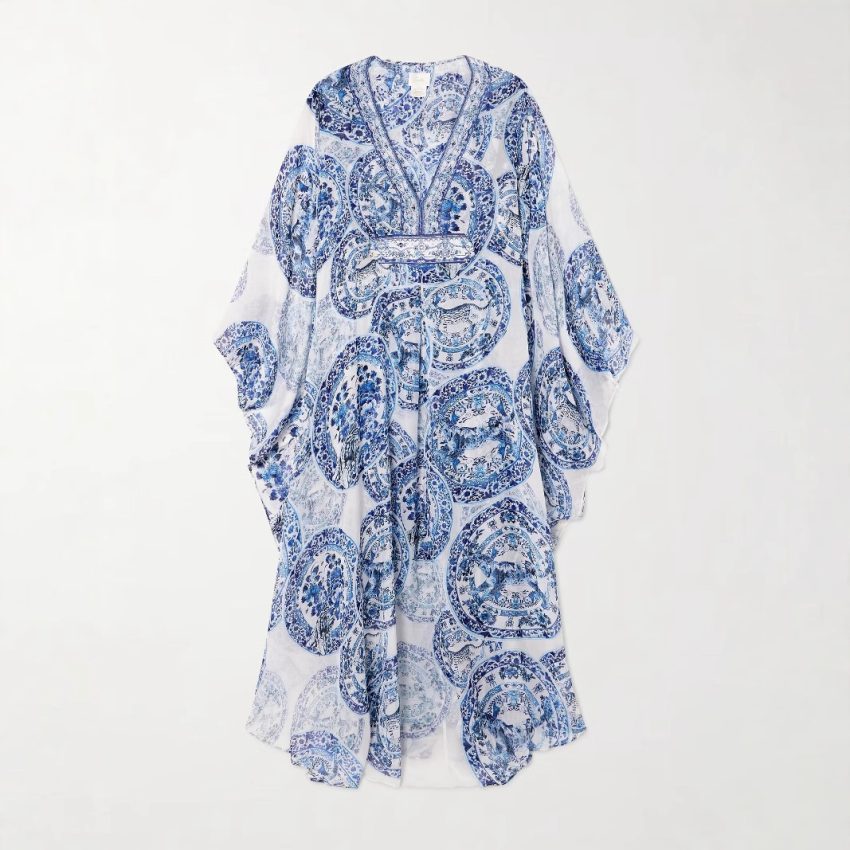 Printed Loose-fitting Plus Size V-neck Dress Women